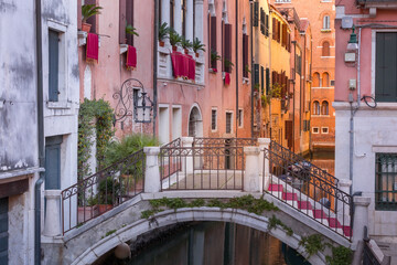 Venice, Italy street, canal and small bridge