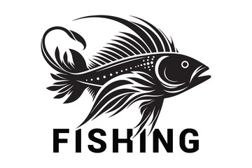 Fishing logo vector and silhouette