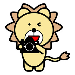 カメラを持つライオン　イラスト