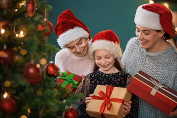 family celebrating Christmas