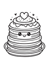 coloring design cute cake on the plate 
