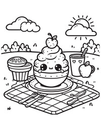 coloring page cake in the nature
