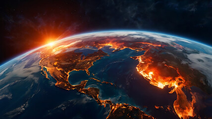 Sunrise Over a Burning Earth 