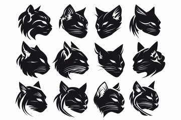 Cat graffiti spray icon, minimal kitten symbol, kitty sign isolated, pet pictogram, cat set on white