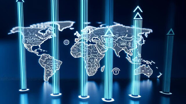 A detailed look at a digital world map highlighting interactive tools and geographic features at a tech event