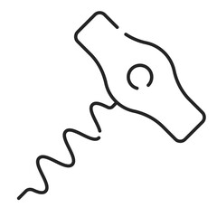 Corkscrew line icon vector isolated. Symbol of kitchen utensil. Wine or champagne cork bottle opener.