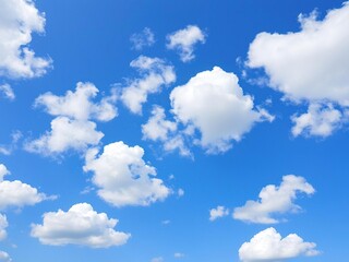 Fototapeta premium A stunning blue sky with cumulus clouds in various shapes and sizes floating gently, dramatic, cumulus clouds