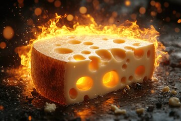 Fiery cheese: ablaze with flavor and texture in a stunning visual display