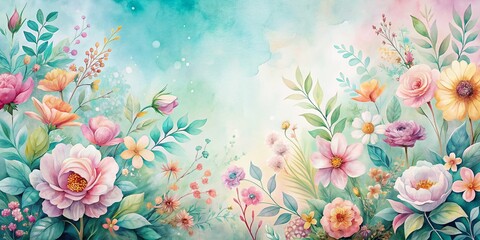 Beautiful Watercolor Floral Background Hand-Drawn Illustration for Invitations, Greeting Cards, and Home Decor - Vibrant and Elegant Floral Design in Soft Pastels