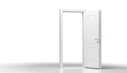 White interior door on transparent background