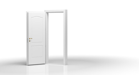 Open white door on transparent background