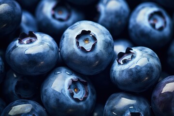 A close up photo of Blueberries