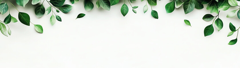 Fototapeta premium Green leaves on white background.