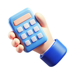hand holding Calculator icon 3d  cartoon style illustration