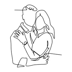 Sweet Couple Romantic Graphic Design Decoration Vector Line Art