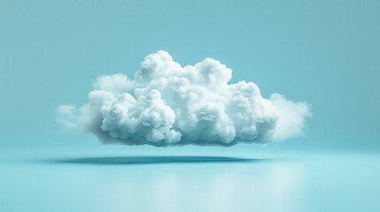 Soft and Fluffy White Cloud Floating Over a Smooth Aqua Background with Subtle Reflection and Serene Atmosphere for Tranquil Imagery or Nature Themes