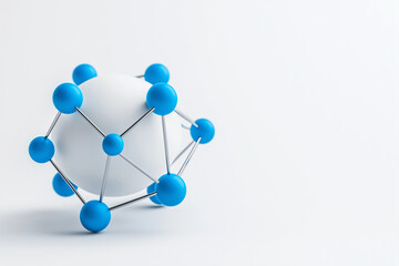 3D digital neural network, tech symbol, glowing blue nodes, isolated on white background