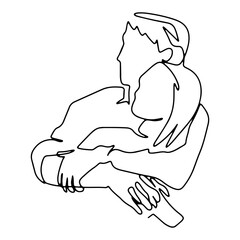 Sweet Couple Romantic Graphic Design Decoration Vector Line Art