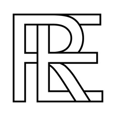 Logo sign re er icon, double letters logotype r e