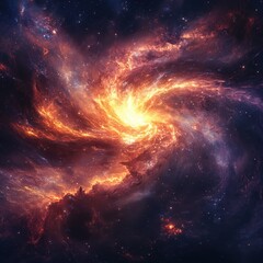 Fototapeta premium A vibrant cosmic swirl of fiery colors and swirling gases, showcasing the beauty and mystery of the universe.