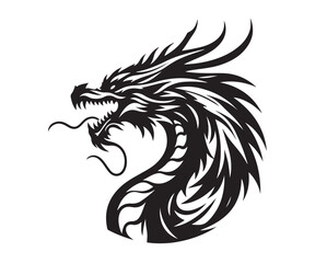 dragon head logotype silhouette vector art illustration