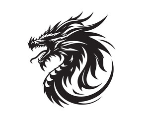 dragon head logotype silhouette vector art illustration