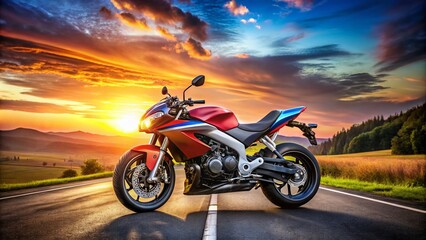 Fototapeta premium Captivating 1000 cc Motorcycle in a Dynamic Setting with Empty Space for Text Overlay, Perfect for Promotions and Advertisements Related to Performance Bikes and Riding Culture