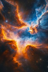 Fototapeta premium Dance of vibrant nebulae in the intricate beauty of the Cat's Eye Nebula during a cosmic moment. Generative AI