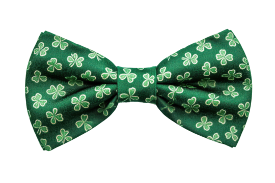 Green bow tie with shamrock pattern for St. Patrick's Day