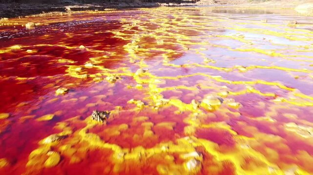Aerial drone footage of the Rio Tinto, Spain