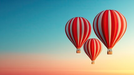 Obraz premium Colorful hot air balloons soar through a vibrant sky at sunset, capturing the essence of adventure and wanderlust