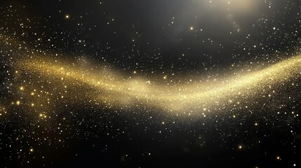 Obraz premium Golden particles flowing on a black background creating a magical bokeh effect, ideal for luxury, celebration, and festive projects