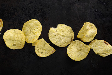 Crispy salty homemade potato chips
