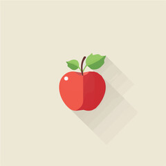 2D Simple flat illustration red apple motion graphic flat-design vector animation style, isolated in white background, 2D flat icon, logo design
