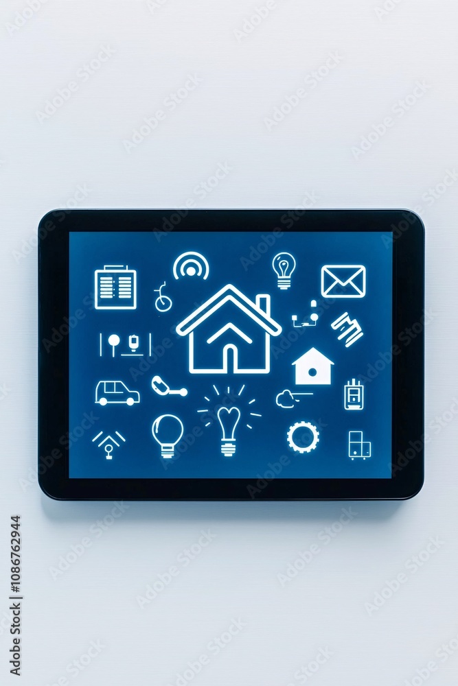 Poster interactive prototype mockup of a touchscreen home control system in a realistic home environment wi