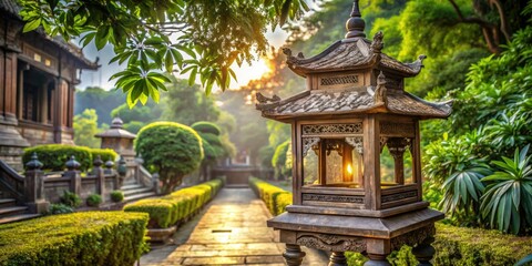 At Khai Dinh Tomb, discover the Serene Wood Lantern&acirc;&euro;&rdquo;a captivating symbol of historical architecture and cultural heritage, creating a peaceful, reflective atmosphere in Vietnam.