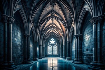 Naklejka premium Captivating Gothic Minimalist Screensaver: Dark Elegance in Monochrome Design for Serene Aesthetic Spaces and Digital Environments