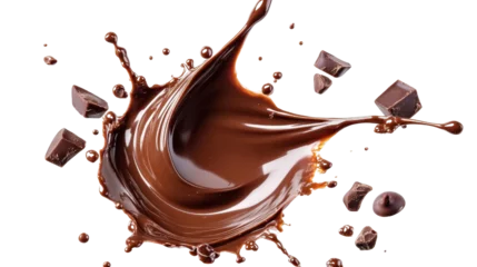 Fototapete Rund chocolate splash isolated on a transparent background. © BHZshop