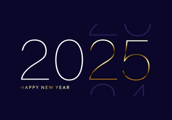 Happy New Year 2025 countdown gold greeting card