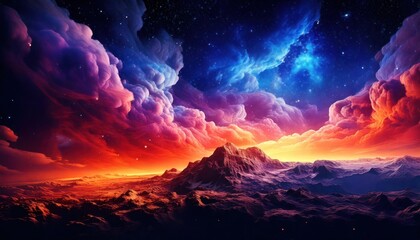 Naklejka premium Majestic Cosmic Clouds- A Celestial Odyssey 