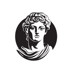 Statue In cartoon, hand-drawn flat style. image for social media, websites and UI. Isolated 2D vector design in logo, icon, sketch style, simple line vector, single color. AI Generative Art.