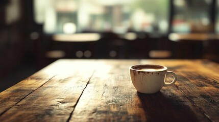 Coffee Cup on Wooden Table
