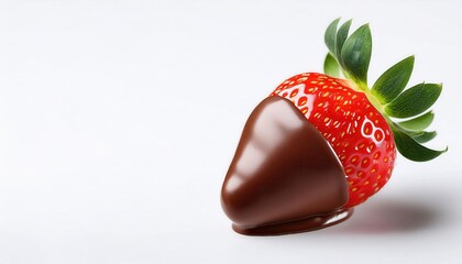 Delicious chocolate-covered strawberry on a clean background.
