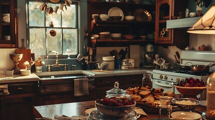 The kitchen is filled with the scent of freshly cooked scones a flavor of berry and vanilla