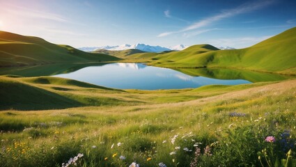 landscape with mountains and blue sky