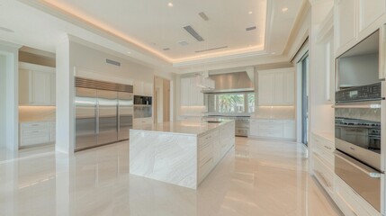 Fototapeta premium Modern Roman Inspired Kitchen with Sleek Design and Stainless Steel Appliances