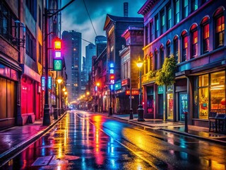 Captivating Low Light Photography of an Urban Scene with Soft Glows and Shadows Creating a Dreamy Atmosphere for Stock Image Use