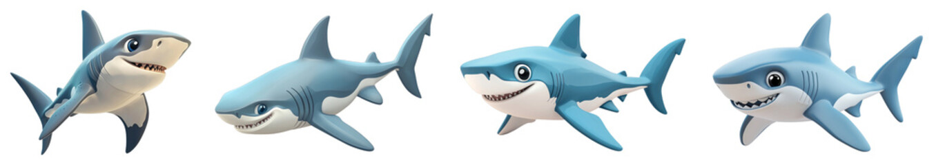 Obraz premium A 3D hammerhead shark icon with a transparent background, showcasing its unique head shape and adaptability in marine habitats.