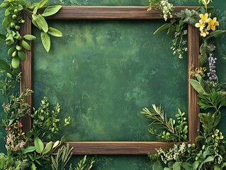 Lush Botanical Frame with Flourishing Foliage and Flowers