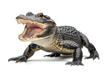 Fototapeta premium An alligator with an open mouth isolated